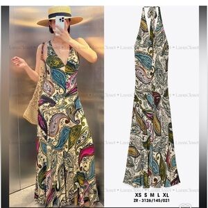 Zara Printed Halter Dress XL New with tag